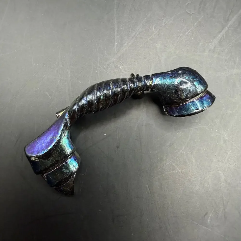 Vintage Telephone Handset Brooch Pin Iridescent Dark Tone 1.5in